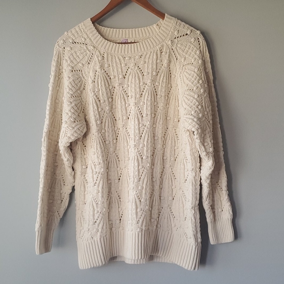 ayla Sweaters - Alya Cream Long Sleeve Chunky Knit Sweater